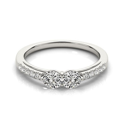 14k White Gold Two Stone Round Diamond Ring (5/8 cttw) | Richard Cannon Jewelry