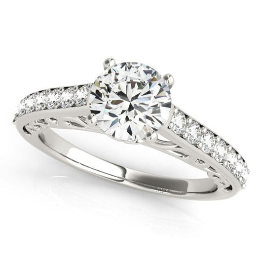 14k White Gold Unique Detailing Diamond Engagement Ring (1 1/3 cttw) | Richard Cannon