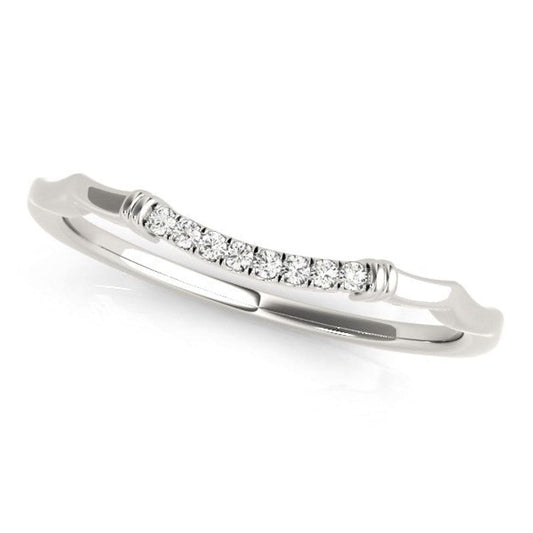 14k White Gold Wave Design Pave Set Diamond Wedding Ring (1/20 cttw) | Richard Cannon