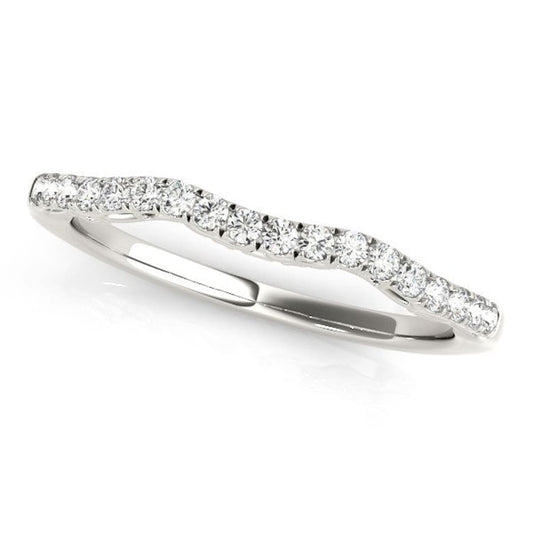 14k White Gold Wave Motif Diamond Wedding Band (1/5 cttw) | Richard Cannon Jewelry