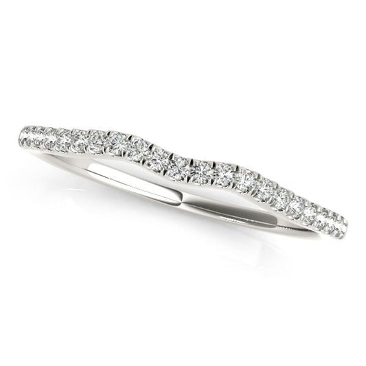 14k White Gold Wave Theme Diamond Wedding Band (1/8 cttw) | Richard Cannon Jewelry