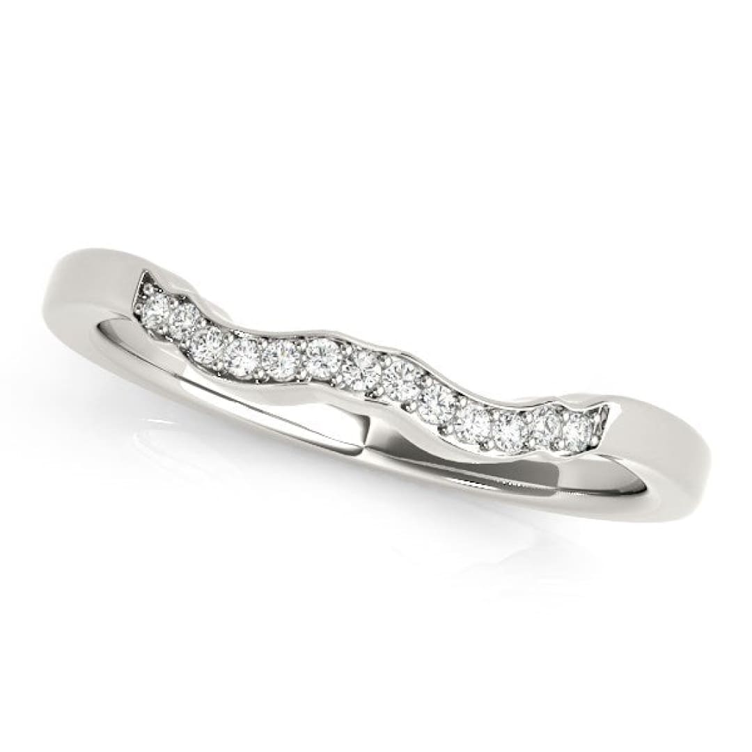 14k White Gold Wavy Style Diamond Wedding Ring (1/15 cttw) | Richard Cannon Jewelry