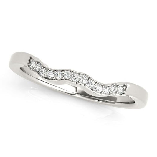 14k White Gold Wavy Style Diamond Wedding Ring (1/15 cttw) | Richard Cannon Jewelry