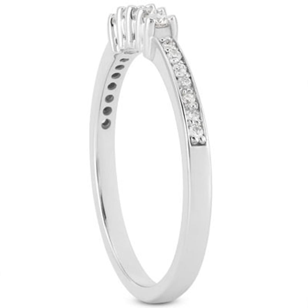 14k White Gold Wedding Band with Pave Set Diamonds and Prong Set Diamonds | Richard