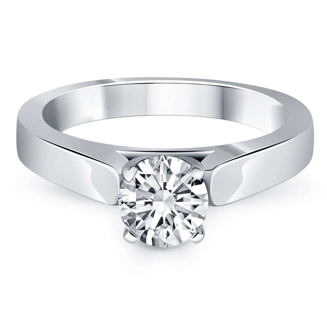 14k White Gold Wide Cathedral Solitaire Engagement Ring | Richard Cannon Jewelry