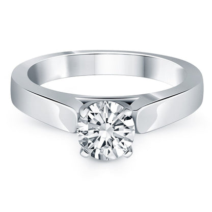 14k White Gold Wide Cathedral Solitaire Engagement Ring | Richard Cannon Jewelry