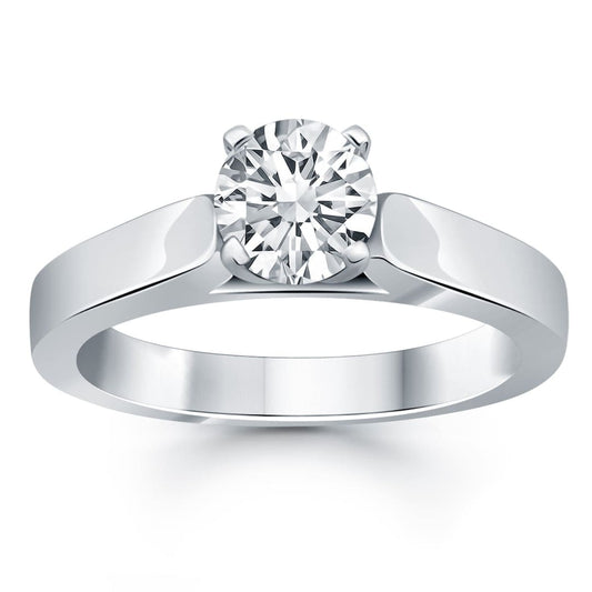 14k White Gold Wide Cathedral Solitaire Engagement Ring | Richard Cannon Jewelry