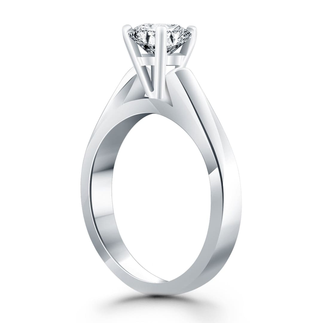 14k White Gold Wide Cathedral Solitaire Engagement Ring | Richard Cannon Jewelry