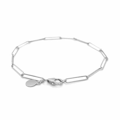 14k White Gold Wire Paperclip Bracelet (2.7mm) | Richard Cannon Jewelry