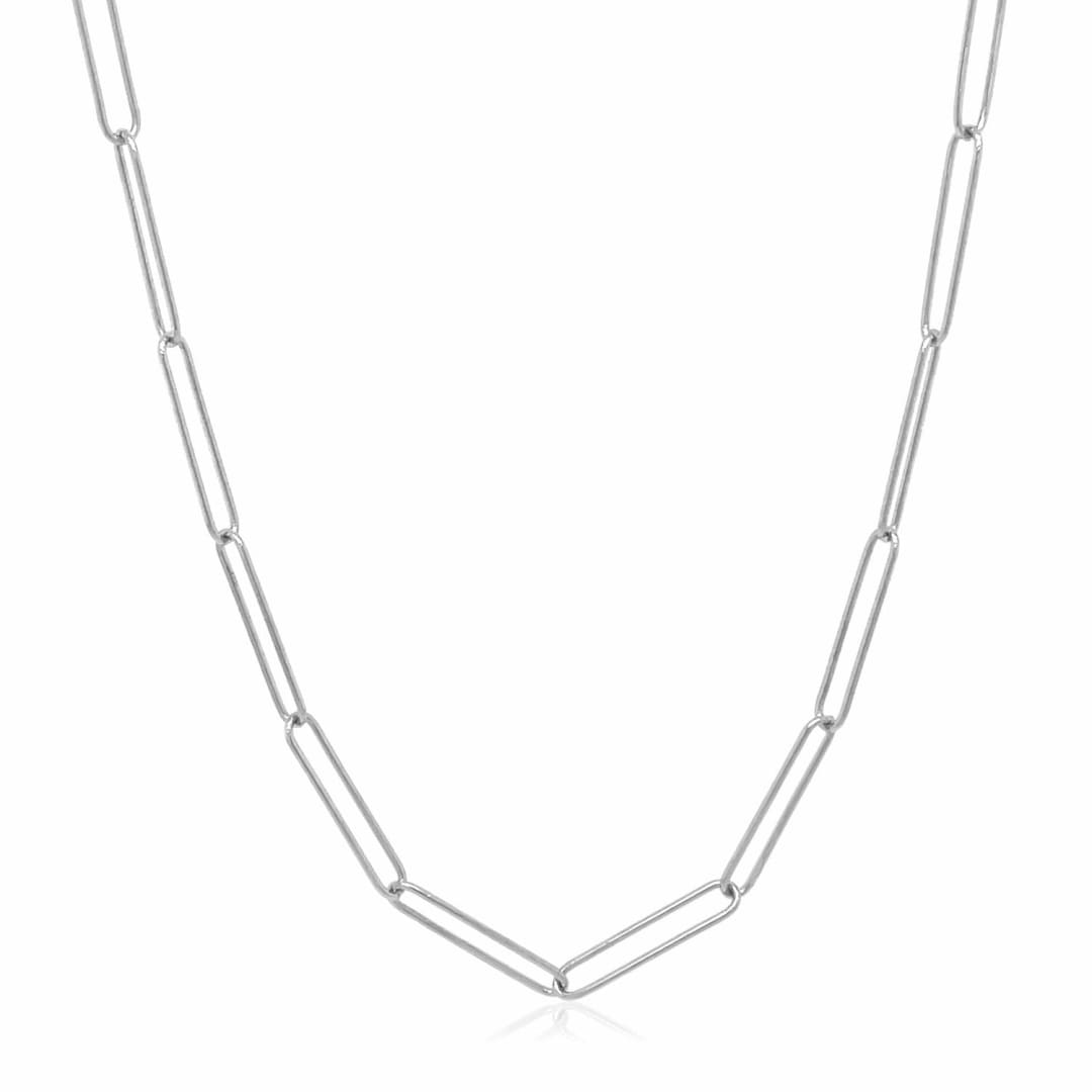14k White Gold Wire Paperclip Chain (2.7mm) | Richard Cannon Jewelry