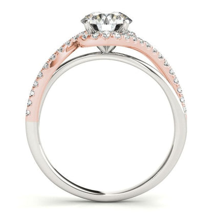 14k White And Rose Gold Bypass Band Diamond Engagement Ring (1 1/8 cttw) | Richard Cannon