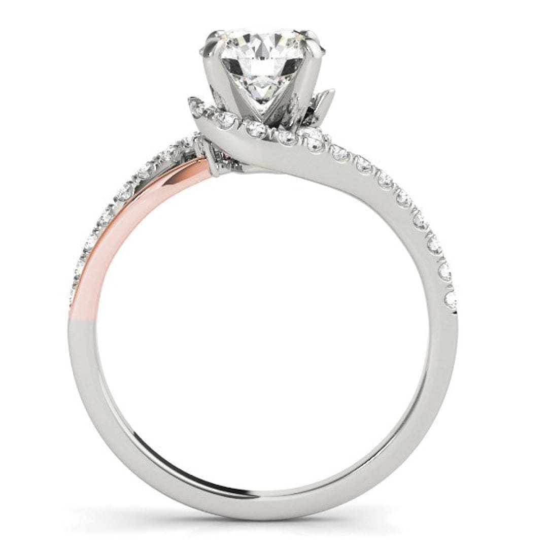 14k White And Rose Gold Bypass Shank Diamond Engagement Ring (1 1/3 cttw) | Richard