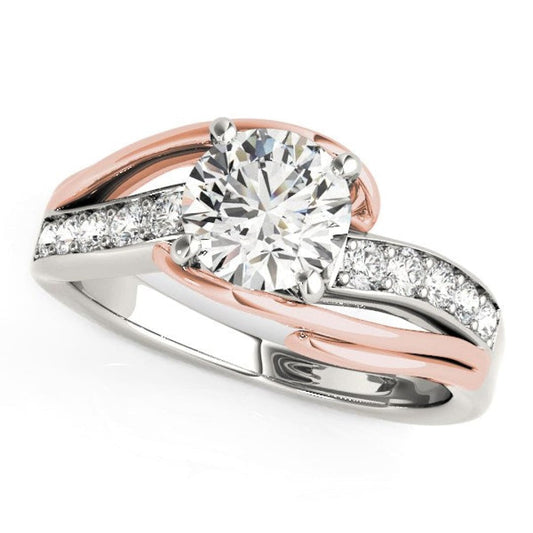 14k White And Rose Gold Bypass Shank Diamond Engagement Ring (1 1/8 cttw) | Richard