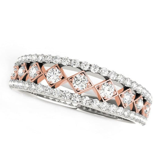 14k White And Rose Gold Diamond Band (3/8 cttw) | Richard Cannon Jewelry