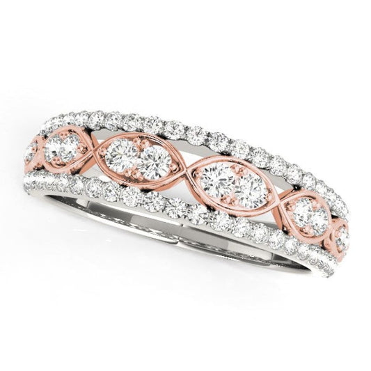 14k White And Rose Gold Doulbe Diamond Infinity Design Band (3/8 cttw) | Richard Cannon