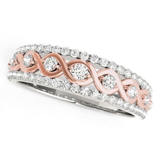 14k White And Rose Gold Infinity Diamond Band (3/8 cttw) | Richard Cannon Jewelry