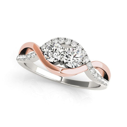 14k White And Rose Gold Infinity Style Two Stone Diamond Ring (5/8 cttw) | Richard Cannon