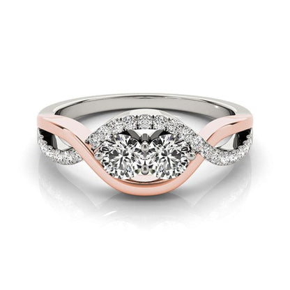 14k White And Rose Gold Infinity Style Two Stone Diamond Ring (5/8 cttw) | Richard Cannon