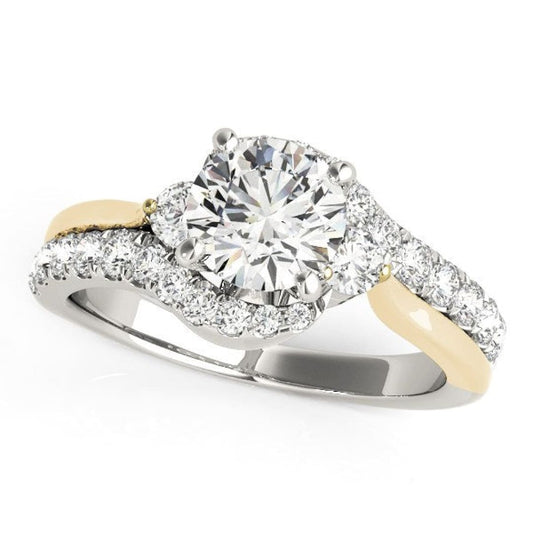 14k White And Yellow Gold Round Bypass Diamond Engagement Ring (1 1/2 cttw) | Richard