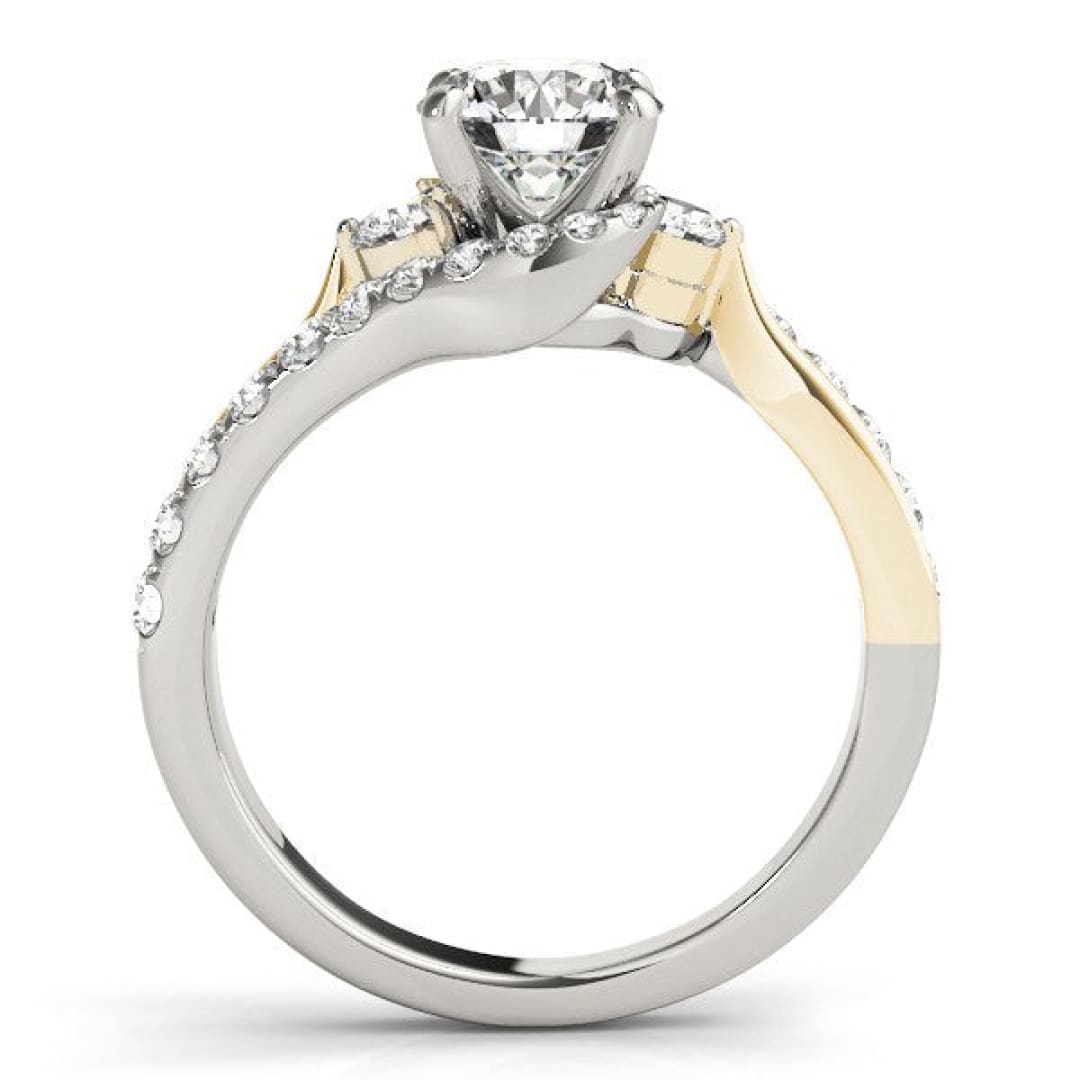 14k White And Yellow Gold Round Bypass Diamond Engagement Ring (1 1/2 cttw) | Richard