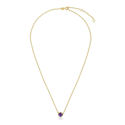 14k Yellow Gold 17 inch Necklace with Round Amethyst | Richard Cannon Jewelry