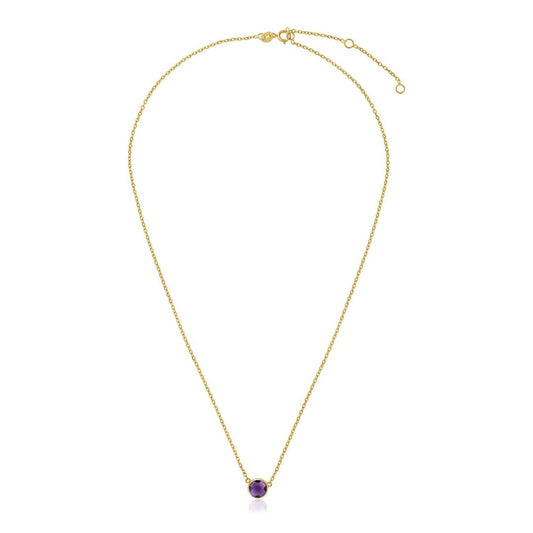 14k Yellow Gold 17 inch Necklace with Round Amethyst | Richard Cannon Jewelry