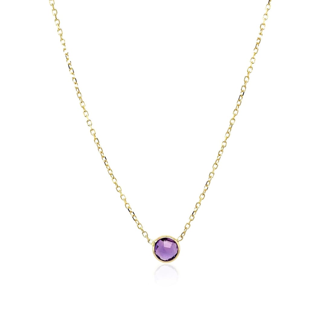 14k Yellow Gold 17 inch Necklace with Round Amethyst | Richard Cannon Jewelry