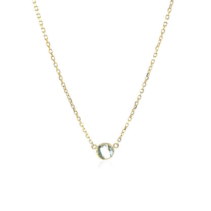 14k Yellow Gold 17 inch Necklace with Round Blue Topaz | Richard Cannon Jewelry