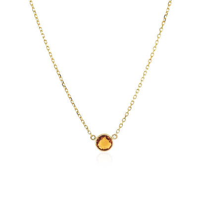 14k Yellow Gold 17 inch Necklace with Round Citrine | Richard Cannon Jewelry