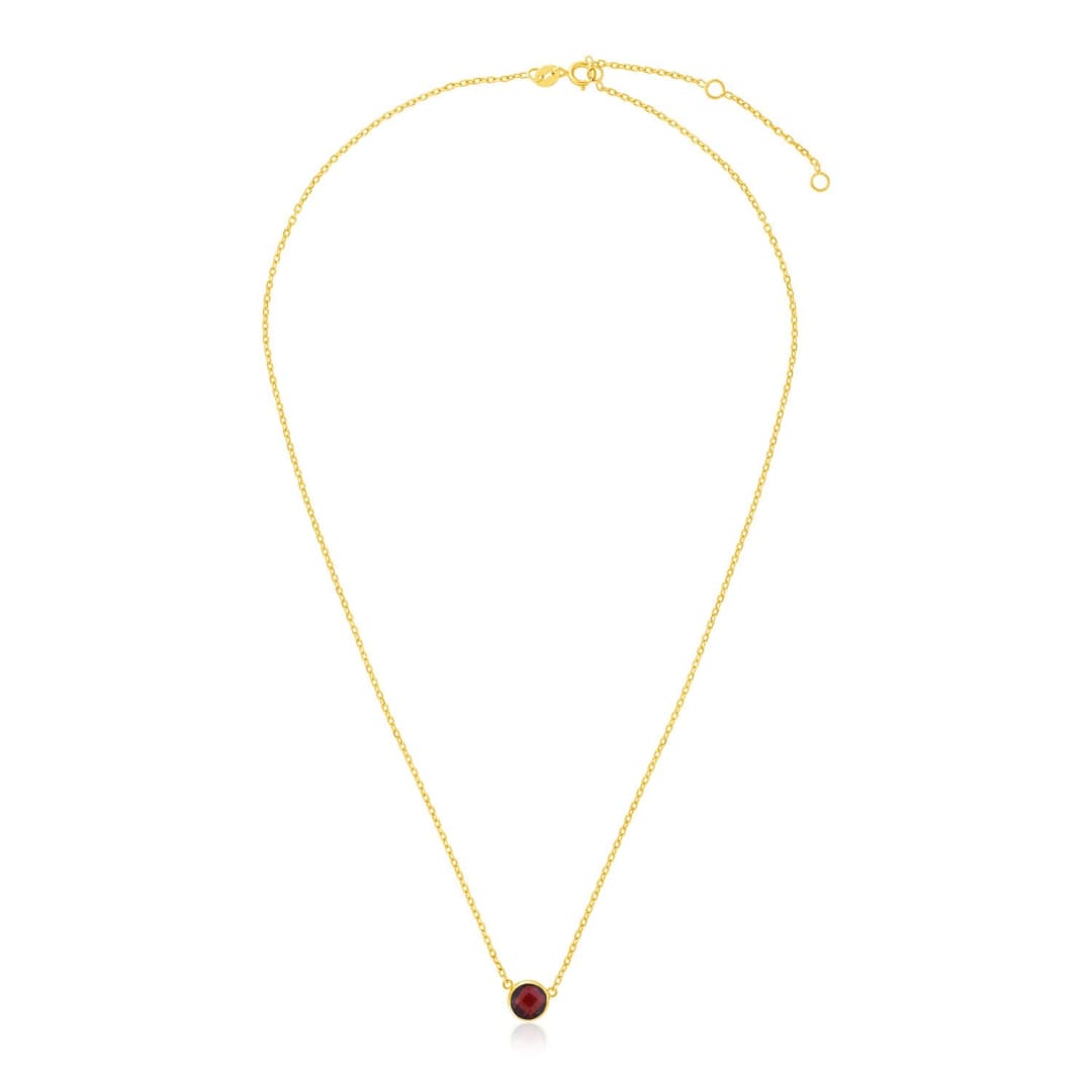 14k Yellow Gold 17 inch Necklace with Round Garnet | Richard Cannon Jewelry