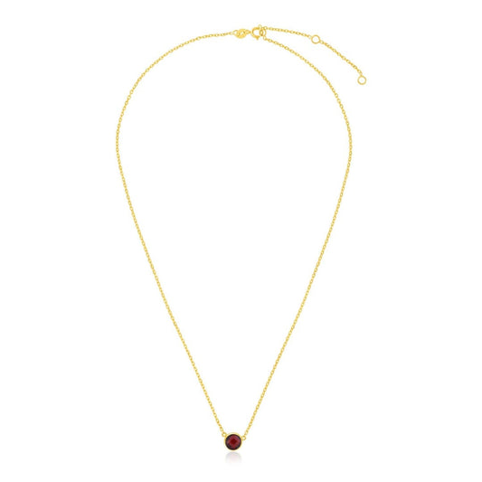 14k Yellow Gold 17 inch Necklace with Round Garnet | Richard Cannon Jewelry