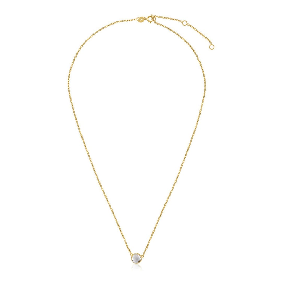 14k Yellow Gold 17 inch Necklace with Round White Topaz | Richard Cannon Jewelry