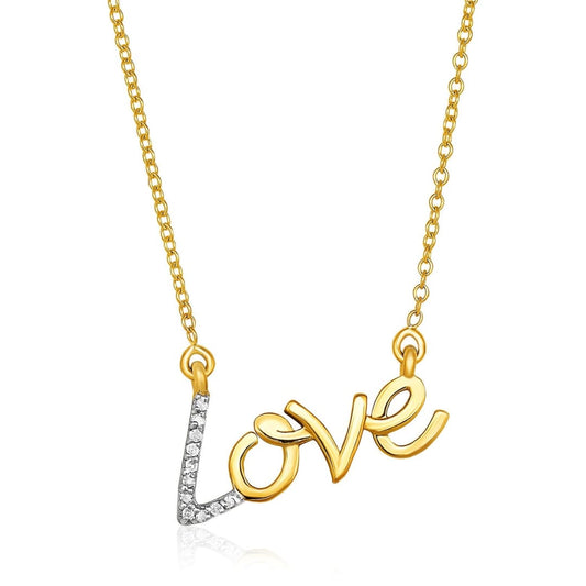 14k Yellow Gold 18 inch Necklace with Gold and Diamond Love Symbol | Richard Cannon