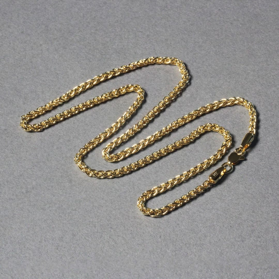 14k Yellow Gold 2.4mm Light Weight Wheat Chain | Richard Cannon Jewelry