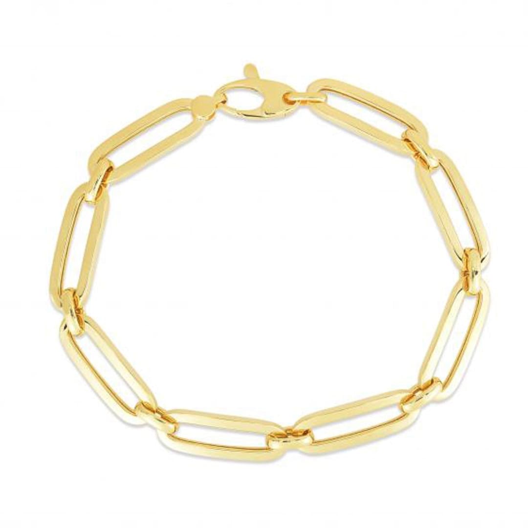 14k Yellow Gold 7 1/2 inch Bombay Paperclip Chain Bracelet | Richard Cannon Jewelry