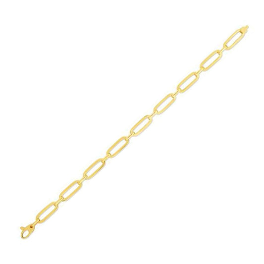 14k Yellow Gold 7 1/4 inch Bombay Paperclip Chain Bracelet | Richard Cannon Jewelry