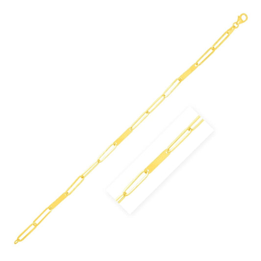14k Yellow Gold 7 inch Alternating Paperclip Chain Link and Gold Bar Bracelet | Richard