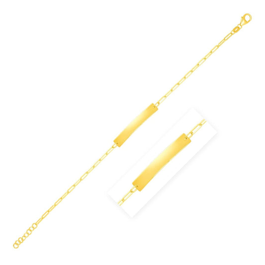 14k Yellow Gold 7 inch Paperclip Chain Bracelet with Bar | Richard Cannon Jewelry