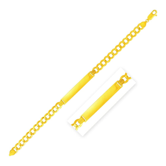 14k Yellow Gold 8 1/2 inch Mens Narrow Curb Chain ID Bracelet | Richard Cannon Jewelry