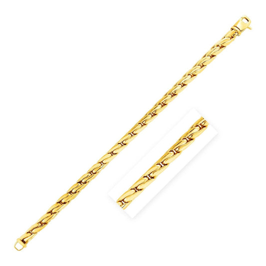 14k Yellow Gold 8 1/2 inch Mens Polished Narrow Rounded Link Bracelet | Richard Cannon