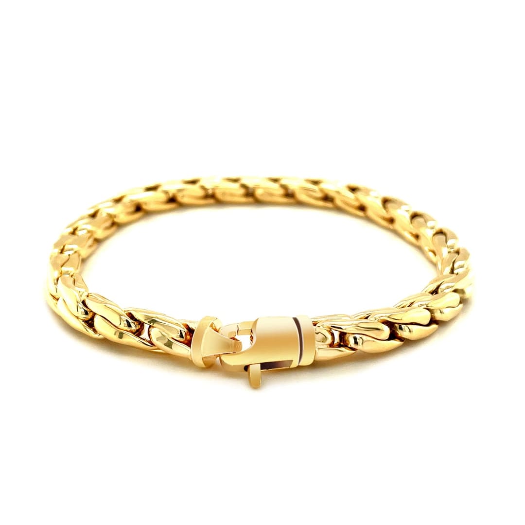 14k Yellow Gold 8 1/2 inch Mens Polished Narrow Rounded Link Bracelet | Richard Cannon