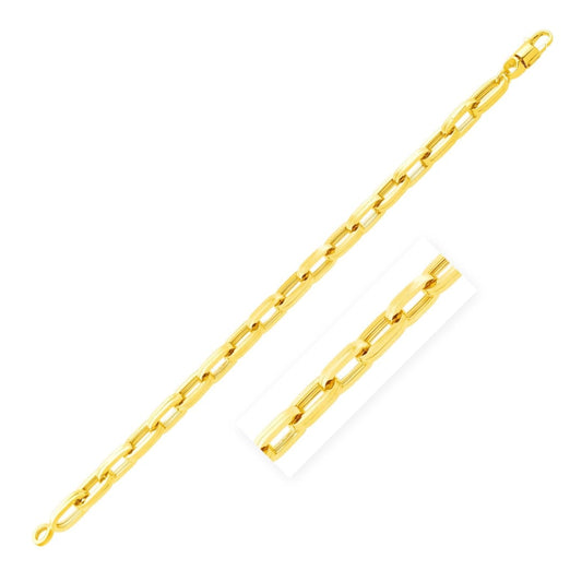 14k Yellow Gold 8 1/2 inch Mens Wide Paperclip Chain Bracelet | Richard Cannon Jewelry