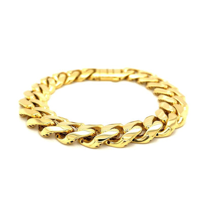 14k Yellow Gold 8 1/2 inch Wide Polished Curb Chain Bracelet | Richard Cannon Jewelry