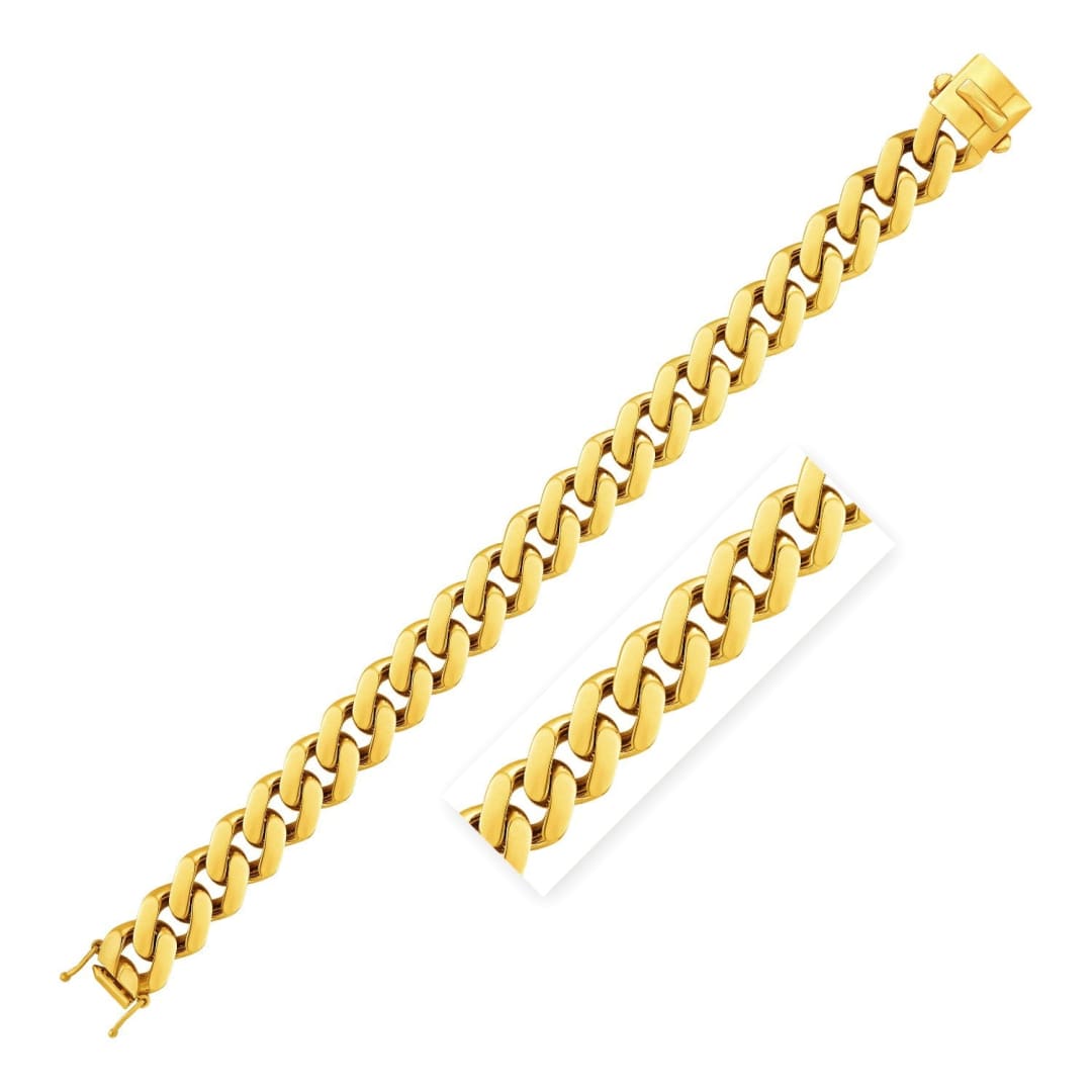 14k Yellow Gold 8 1/2 inch Wide Polished Curb Chain Bracelet | Richard Cannon Jewelry