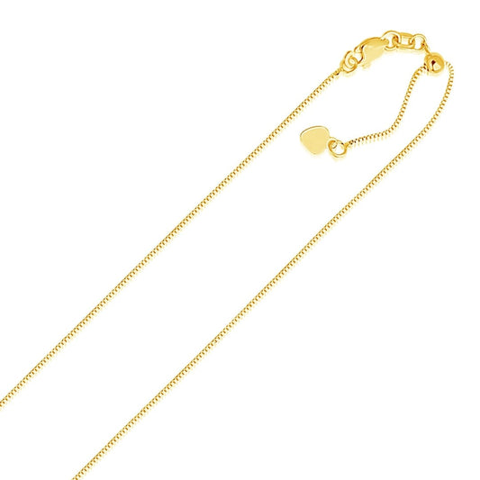 14k Yellow Gold Adjustable Box Chain 0.7mm | Richard Cannon Jewelry