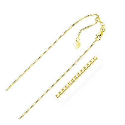 14k Yellow Gold Adjustable Box Chain 0.85mm | Richard Cannon Jewelry