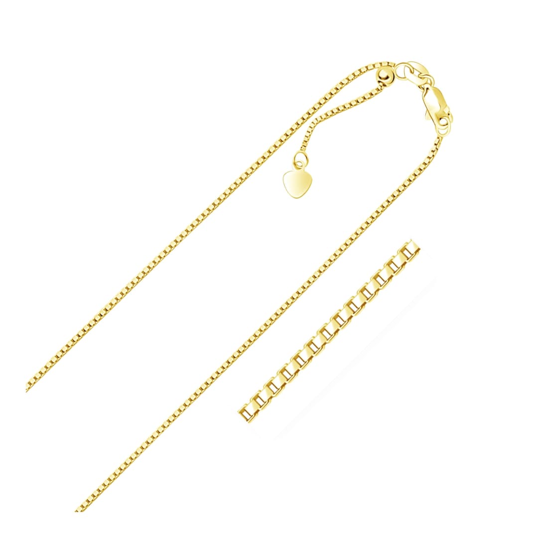 14k Yellow Gold Adjustable Box Chain 1.1mm | Richard Cannon Jewelry