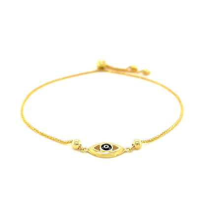 14k Yellow Gold Adjustable Evil Eye Bracelet | Richard Cannon Jewelry