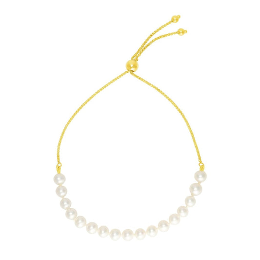 14k Yellow Gold Adjustable Friendship Bracelet with Pearls | Richard Cannon Jewelry