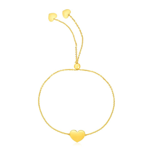 14k Yellow Gold Adjustable Heart Bracelet | Richard Cannon Jewelry